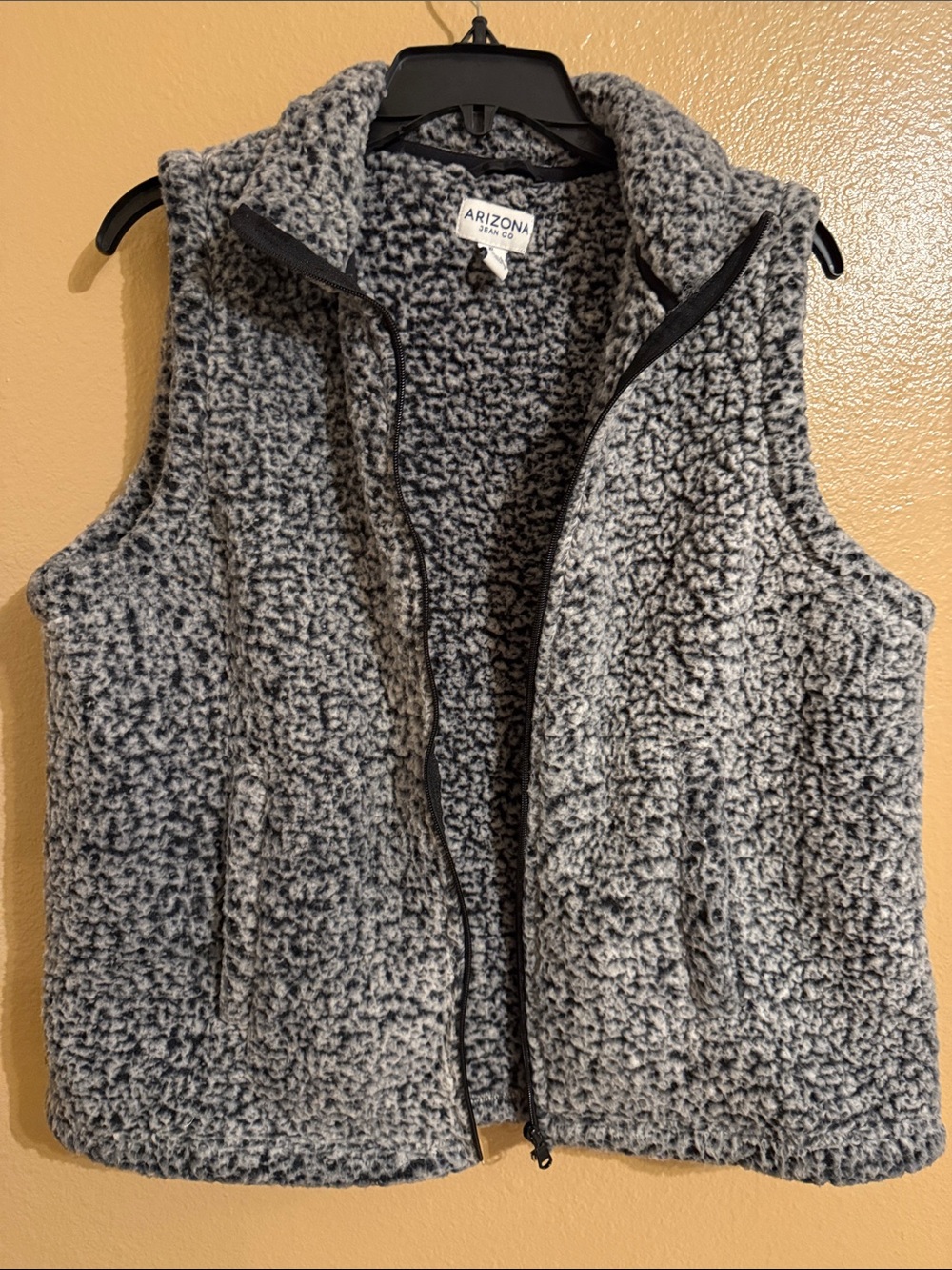 Arizona Jean Company Gray Sherpa Vest with Stand Collar